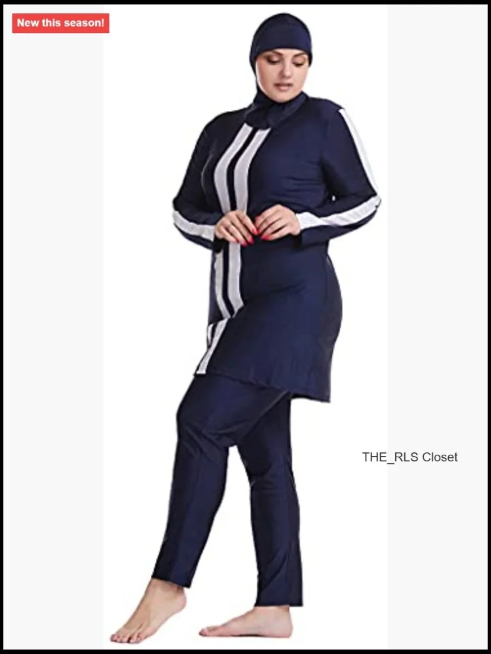 Modest Burkini 2 Piece Plus Size Swimwear Rash Guard with Pants